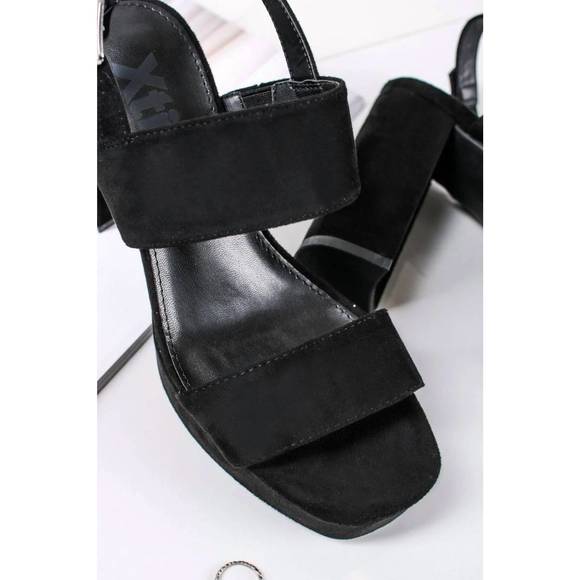 NEW XTI women's heeled suede sandals in black - Picture 6 of 7